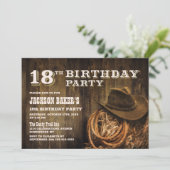 Invitation Rustic Wood Western 18e fête d'anniversaire (Debout devant)