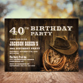 Invitation Rustic Wood Western 40e fête d'anniversaire
