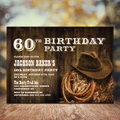 Invitation Rustic Wood Western 60e fête d'anniversaire