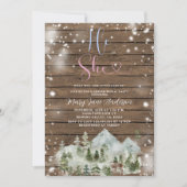 Invitation Rustic Wood Winter Forest Mountain Révélation de g (Devant)