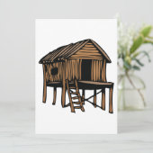 Invitation Rustic Wooden Hut Traditional Cabin on Stilts (Debout devant)