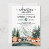 Invitation Rustic Woodland Adventure Attend le Baby shower (Devant)