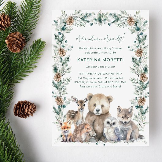 Invitation Rustic Woodland Adventure Attend le Baby shower