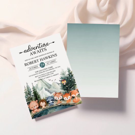 Invitation Rustic Woodland Adventure Attend le Baby shower
