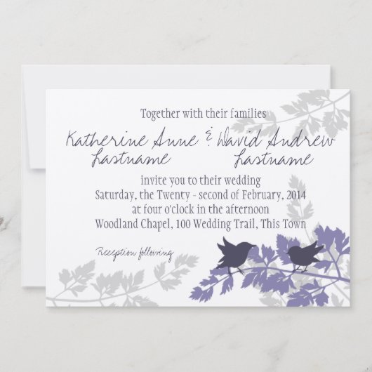 Invitation Rustic Woodland Birds Mariage (Devant)