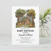 Invitation Rustic Woodland Cabin Forest Animals Baby Shower (Debout devant)
