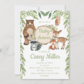 Invitation Rustic Woodland Forest Animal Baby show (Devant)
