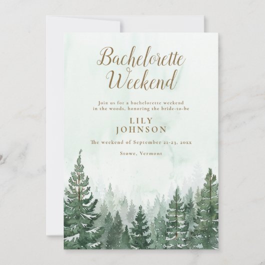 Invitation Rustic Woodland Forest Camp Bachelorette Week-end (Devant)