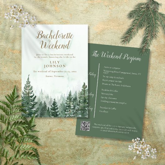 Invitation Rustic Woodland Forest Camp Bachelorette Week-end