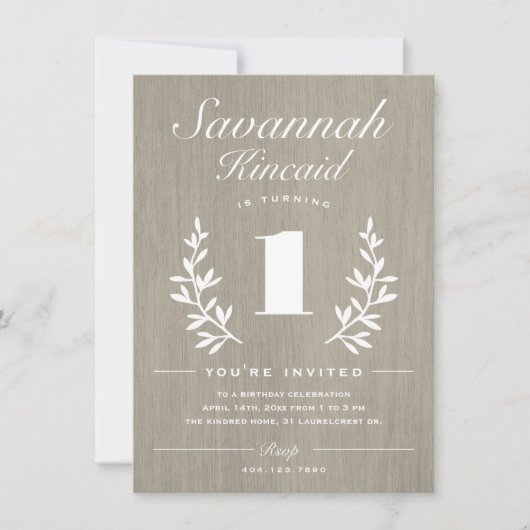 Invitation Rustic Woods 1er anniversaire (Devant)