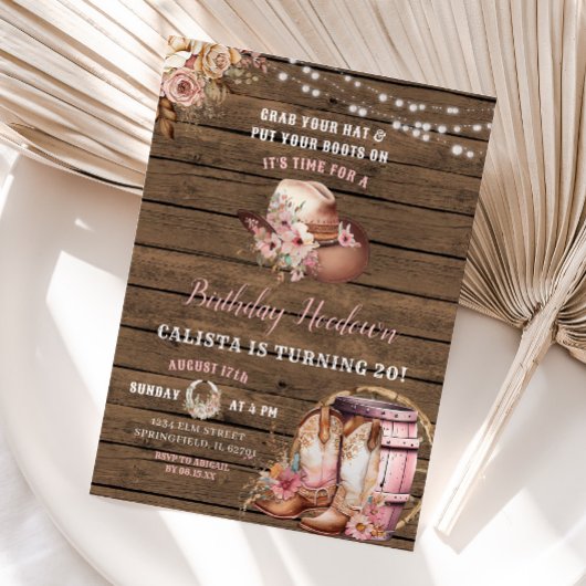 Invitation Rustic Woods Cowgirl Birthday Hodown