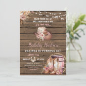 Invitation Rustic Woods Cowgirl Birthday Hodown (Debout devant)