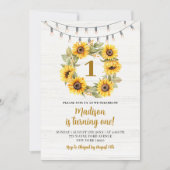 Invitation Rustic Woods Tournesol premier anniversaire (Devant)