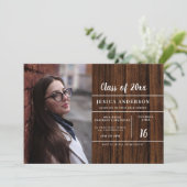 Invitation Rustic Woodsy 2 Photo Wood Graduation Party (Debout devant)