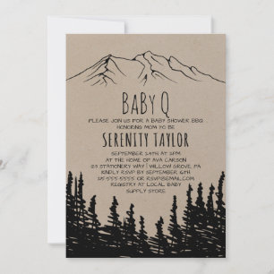 Invitation Rustic Woodsy Mountain Baby Q