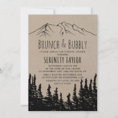 Invitation Rustic Woodsy Mountain Brunch & Bubbly (Devant)