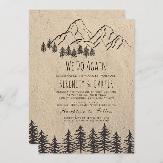 Invitation Rustic Woodsy Mountain Vow Renouvellement Invitati (Devant / Derrière)