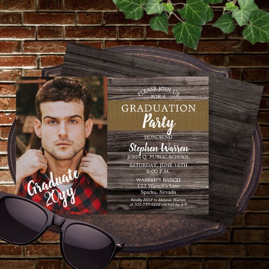 Invitation Rustic Woodsy Photo Graduation Party