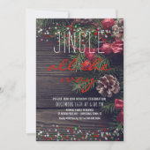 Invitation Rustic Wreath Fête Jingle Tout le chemin (Devant)