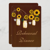 Invitation Rustic Yellow Mason Jars Dîner de répétition Invit (Devant / Derrière)