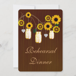 Invitation Rustic Yellow Mason Jars Dîner de répétition Invit