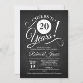 Invitation Rustique 20e anniversaire de mariage - Tableau noi (Devant)