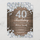 Invitation Rustique 40e anniversaire Silver Diamond (Devant / Derrière)