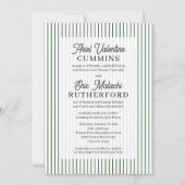 Invitation Rustique 4 jeux de parents rayure verte fine (Devant)