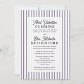 Invitation Rustique 4 jeux de parents rayure violette (Devant)