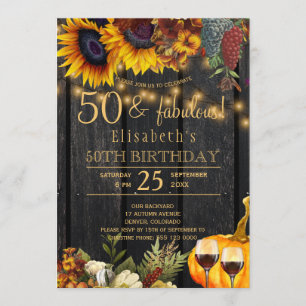 Invitation Rustique 50 et fabuleuses années tombent 50e anniv