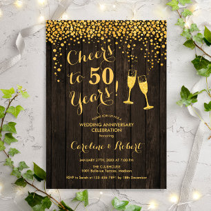 Invitation Rustique 50e anniversaire - À 50 ans d'or