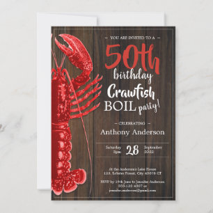 Invitation Rustique 50e anniversaire de fête Crawfish Boil ro