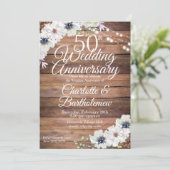 Invitation Rustique 50e anniversaire de Mariage Floral (Debout devant)