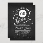 Invitation Rustique 60e anniversaire de mariage - Tableau noi (Devant / Derrière)