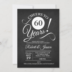 Invitation Rustique 60e anniversaire de mariage - Tableau noi