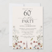 Invitation Rustique 60e anniversaire Fleur sauvage Jardin de  (Devant)