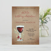 Invitation Rustique 60e anniversaire Red Wine Surprise Party (Debout devant)
