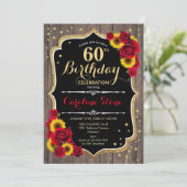 Invitation Rustique 60e anniversaire - Sunflowers Rose Wood (Debout devant)