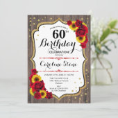 Invitation Rustique 60e anniversaire - Sunflowers Rose Wood (Debout devant)