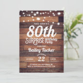 Invitation Rustique 80e anniversaire Surprise Party (Debout devant)