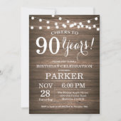 Invitation Rustique 90e anniversaire Bois (Devant)