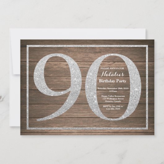 Invitation Rustique 90e anniversaire Parties scint (Devant)