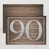 Invitation Rustique 90e anniversaire Parties scint (Devant / Derrière)