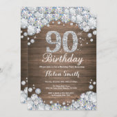 Invitation Rustique 90e anniversaire Silver Diamond (Devant / Derrière)