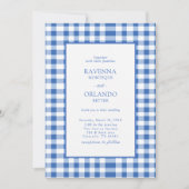 Invitation Rustique à carreaux bébé bleu Gingham mariage (Devant)