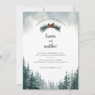 Invitation Rustique À feuillage persistant hiver mariage Invi