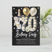 Invitation Rustique Adulte 70e fête d'anniversaire (Debout devant)