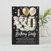 Invitation Rustique Adulte 80e fête d'anniversaire (Debout devant)