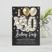 Invitation Rustique Adulte 90e fête d'anniversaire (Debout devant)