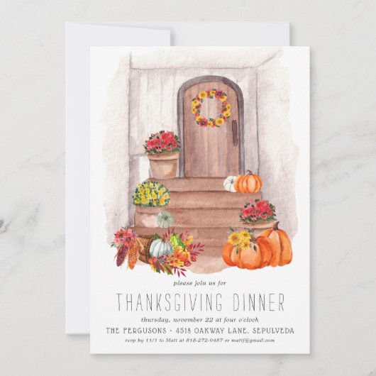 Invitation Rustique Agritourisme Thanksgiving Dîner Invitatio (Devant)